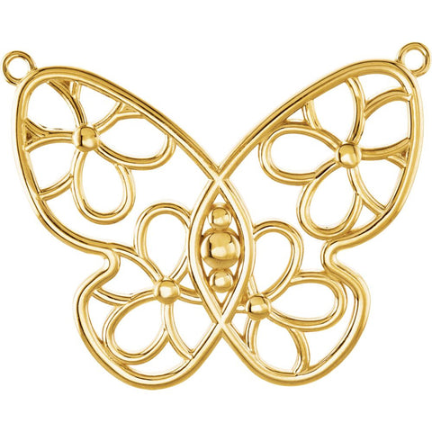 14k Yellow Gold Butterfly & Floral-Inspired Necklace or Center