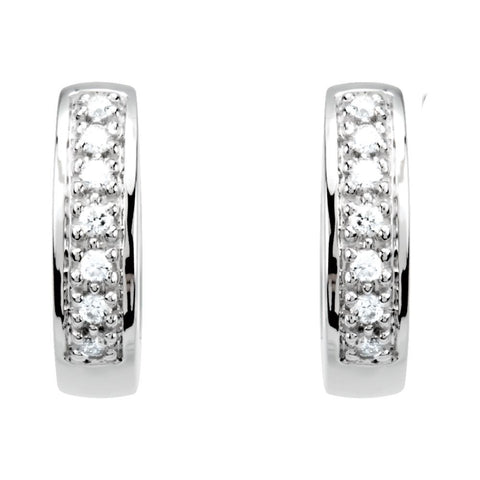 14k White Gold 1/6 CTW Diamond Hoop Earrings