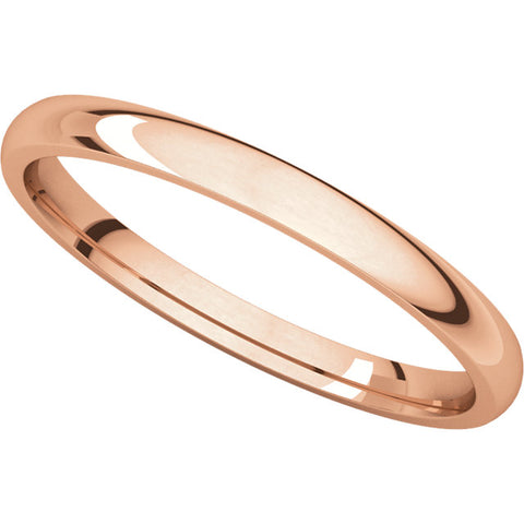 14k Rose Gold 2mm Light Comfort Fit Band, Size 4