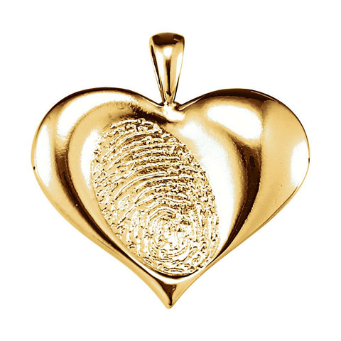14k Yellow Gold 23.4x23mm Large Heart print Pendant