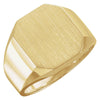 16.00X14.00 mm Men's Signet Ring with Brush Finished Top in 14k Yellow Gold ( Size 10 )