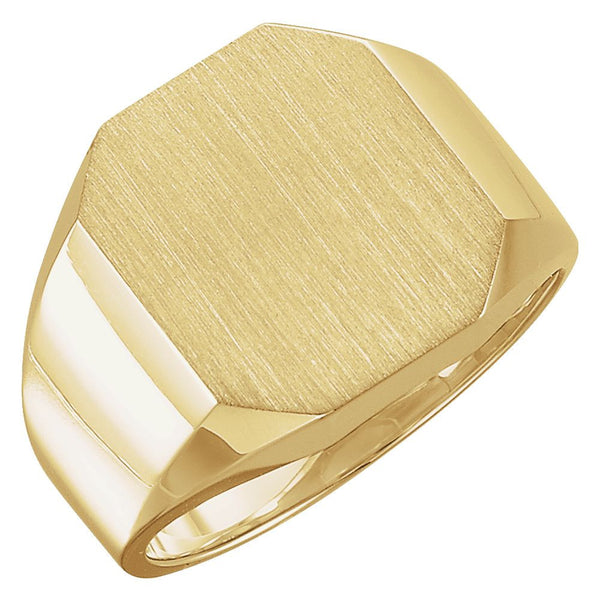 10k Yellow Gold 14x16mm Men's Signet Ring , Size 10