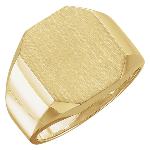 10k Yellow Gold 14x16mm Men's Signet Ring , Size 10