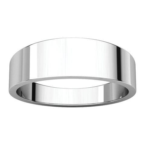 14k White Gold 6mm Flat Tapered Band, Size 8.5