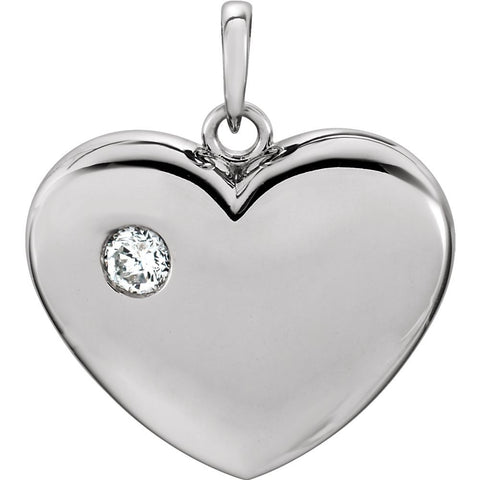14k White Gold .03 CTW Diamond Heart Pendant
