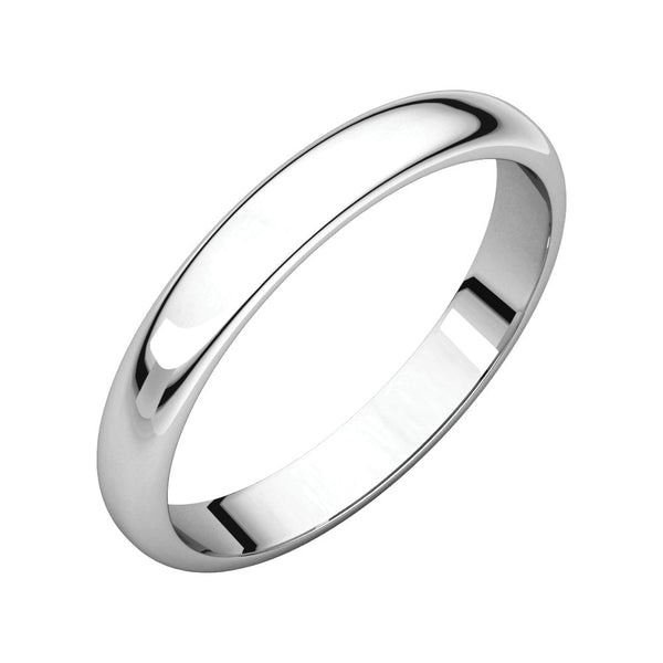 Sterling Silver 3mm Half Round Band, Size 6.5