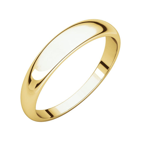 14k Yellow Gold 4mm Half Round Tapered Band, Size 10