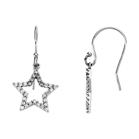 14k White Gold Star Earrings