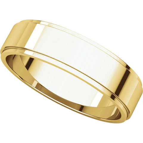 14k Yellow Gold 5mm Flat Edge Band, Size 11