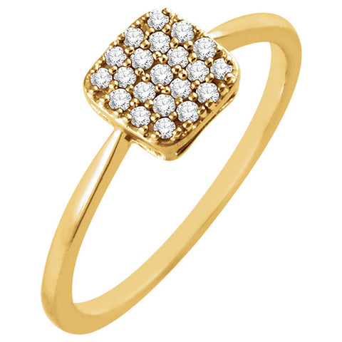 14k Yellow Gold 1/6 CTW Diamond Square Cluster Ring, Size 7