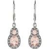 14k White Gold Morganite & 1/6 CTW Diamond Earrings