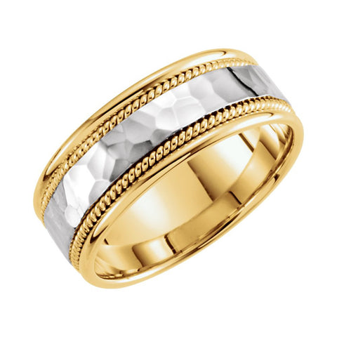 14K Yellow & White 8mm Hammered Hand-Woven Band Size 10