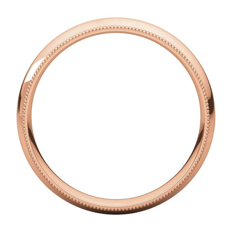 14k Rose Gold 4mm Milgrain Comfort Fit Band, Size 9