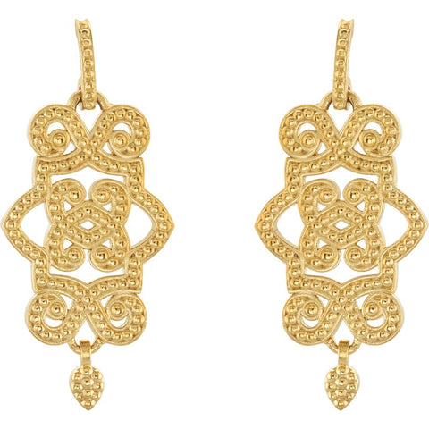 14k Yellow Gold Granulated Design Earrings with Backs