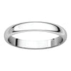 14k White Gold 4mm Half Round Light Band, Size 6.5