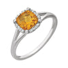 14k White Gold Citrine & 0.05 ctw. Diamond Ring, Size 7