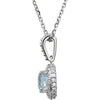14k White Gold Aquamarine & 1/4 CTW Diamond 18" Necklace