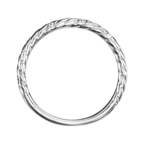 14k White Gold .04 CTW Diamond Rope Band, Size 7