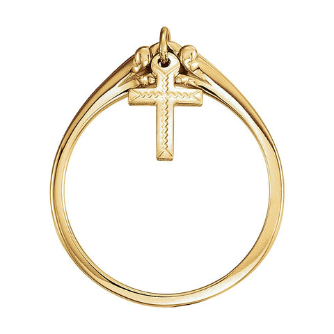14k Yellow Gold Cross Ring , Size 7