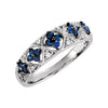 Blue Sapphire and Diamond Fashion Ring in Sterling Silver ( Size 7 )