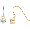 14K Yellow Gold 4mm Heart Shape Dangle Kids Earrings