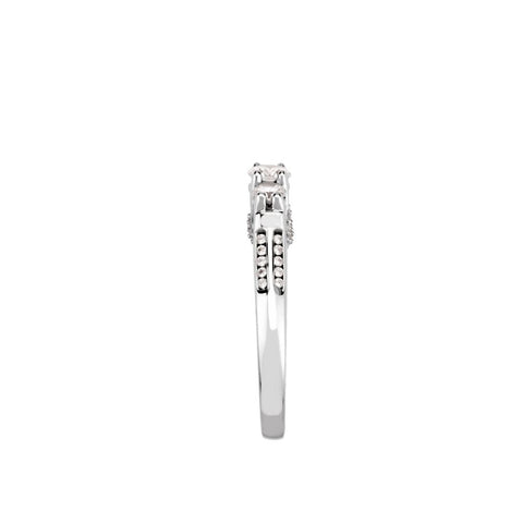 14k White Gold 3/4 CTW Diamond 3 Stone Accented Engagement Ring , Size 7