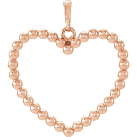 14k Rose Gold Beaded Heart Pendant