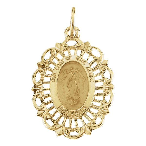 14k Yellow Gold 21.5x15mm Our Lady of Guadalupe Medal