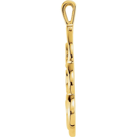 14k Yellow Gold 30x14mm Freeform Pendant