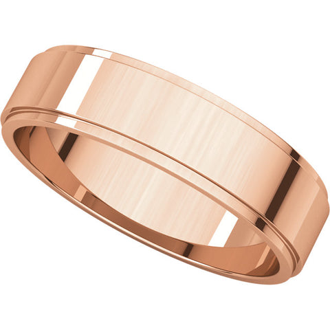 14k Rose Gold 5mm Flat Edge Band, Size 7.5
