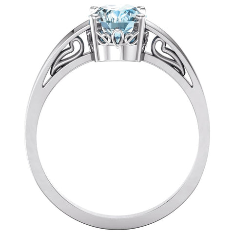 14k White Gold Sky Blue Topaz Ring, Size 7