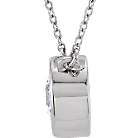 Sterling Silver Bezel Set Solitaire Necklace