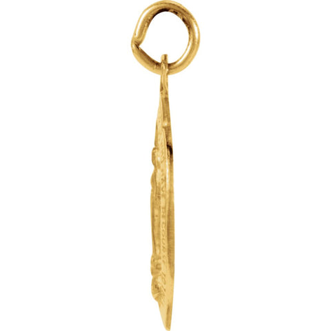14k Yellow Gold 13x8mm Badge-Shaped Miraculous Medal