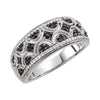 Black Spinel and Diamond Fashion Ring in Sterling Silver ( Size 8 )