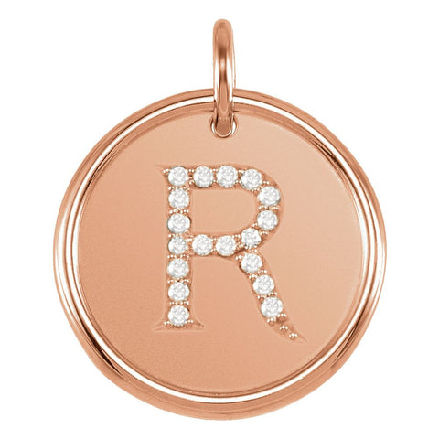 14k Rose Gold 1/10 CTW Diamond Initial "R" Pendant