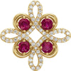 14k Yellow Gold Ruby & 1/6 ctw. Diamond Clover Pendant