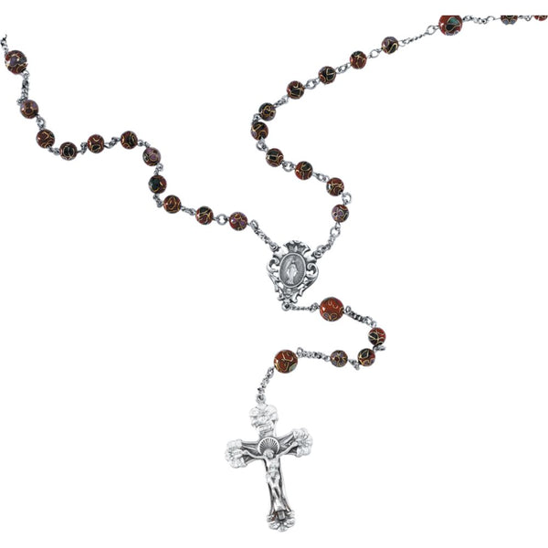 Sterling Silver Red Cloisonné Rosary