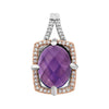 Sterling Silver Rose Gold Plated Amethyst & 1/6 ctw. Diamond Pendant