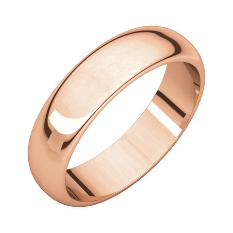 14k Rose Gold 5mm Half Round Band, Size 8