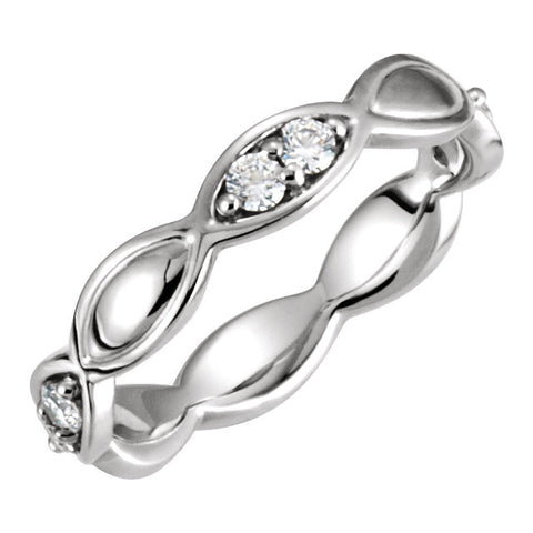 14k White Gold 1/3 CTW Diamond Sculptural-Inspired Eternity Band , Size 7