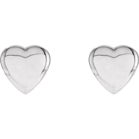 14k White Gold Heart Earrings