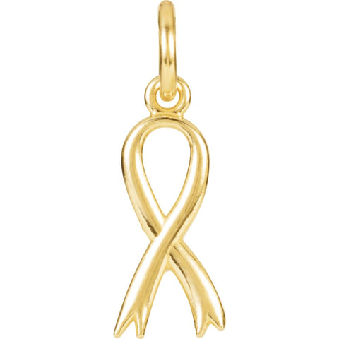 Posh Mommy Breast Cancer Awareness Ribbon Charm in 14k Yellow Gold