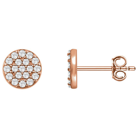 14k Rose Gold 1/3 CTW Diamond Cluster Earrings