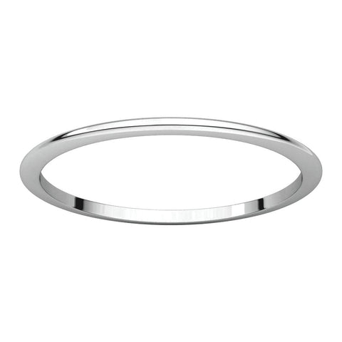 Platinum 1mm Half Round Band , Size 7
