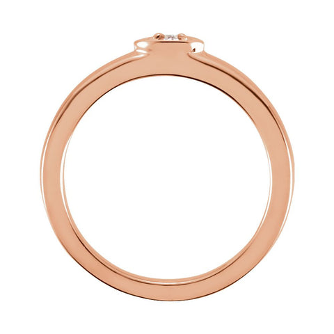 14k Rose Gold Stackable Diamond Ring, Size 7