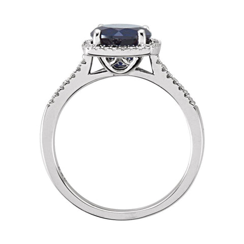 Sterling Silver Lab-Grown Blue Sapphire & .01 CTW Diamond Ring, Size 7