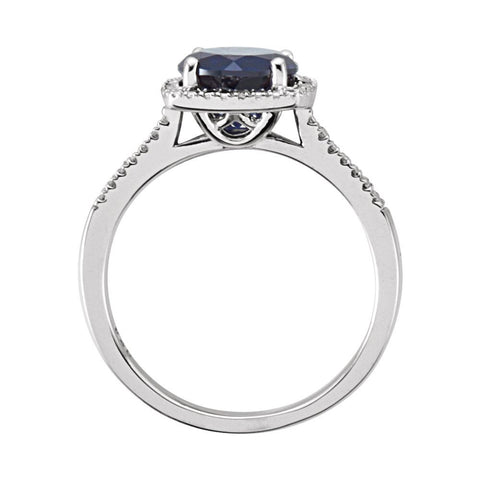 Sterling Silver Lab-Grown Blue Sapphire & .01 CTW Diamond Ring, Size 5