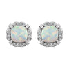 14k White Gold Created Opal & 1/10 CTW Diamond Earrings