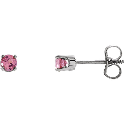14k White Gold Pink Tourmaline Youth Earrings