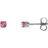 14K White Gold Imitation Pink Tourmaline Kids Earrings